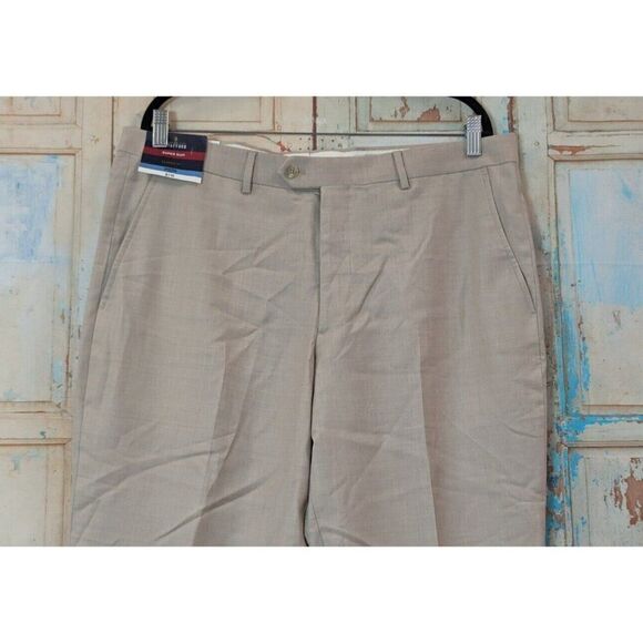 Stafford Mens 36x30 Light Sand Gray Pants Super Suit Classic Fit Stretch Comfort - Picture 5 of 10